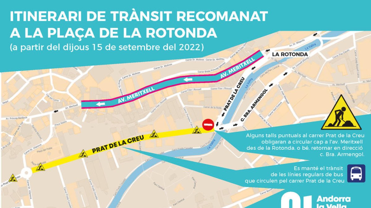 Trajecte recomanat per evitar congestionar Prat de la Creu