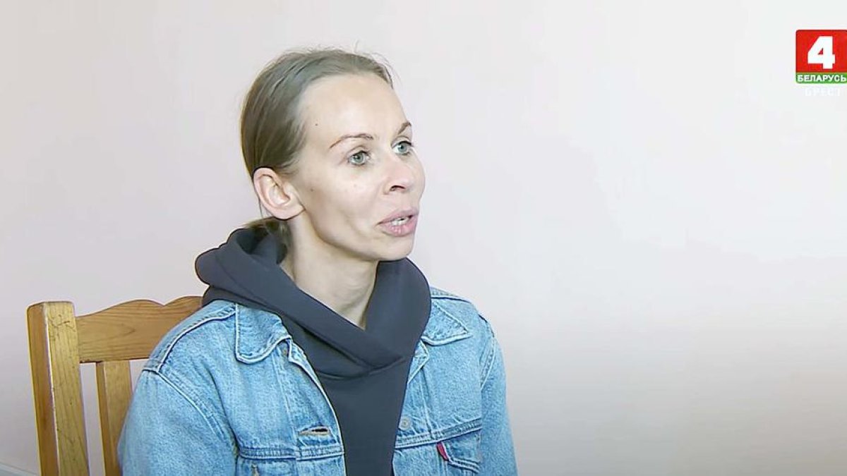 Olga Mankevich en una entrevista amb una televisió bielorussa.