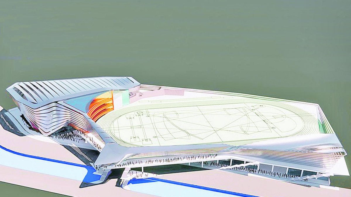 Imatge virtual del futur recinte multifuncional a l'Estadi Comunal.