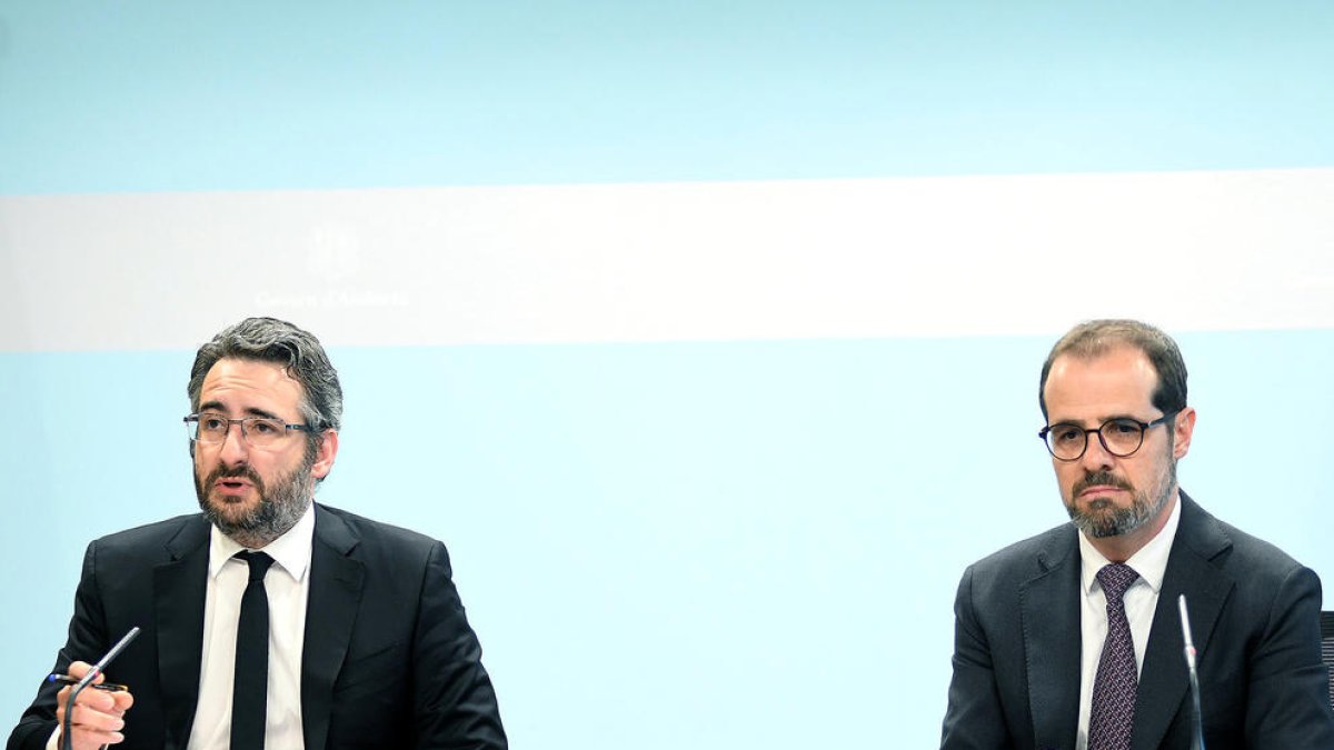El ministre de Finances, Eric Jover, i el director de l'AFA, David Cerqueda.