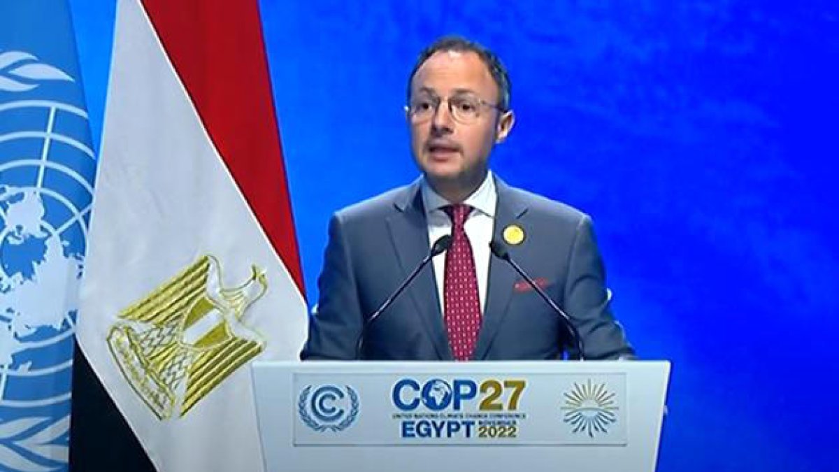Xavier Espot en el discurs a la conferència de la COP27.