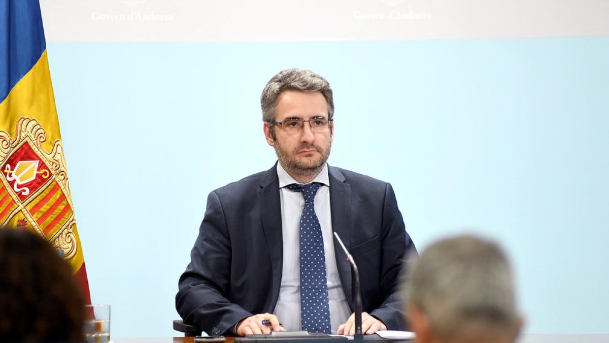El ministre de Finances i portaveu, Eric Jover, a la roda de premsa d'ahir.