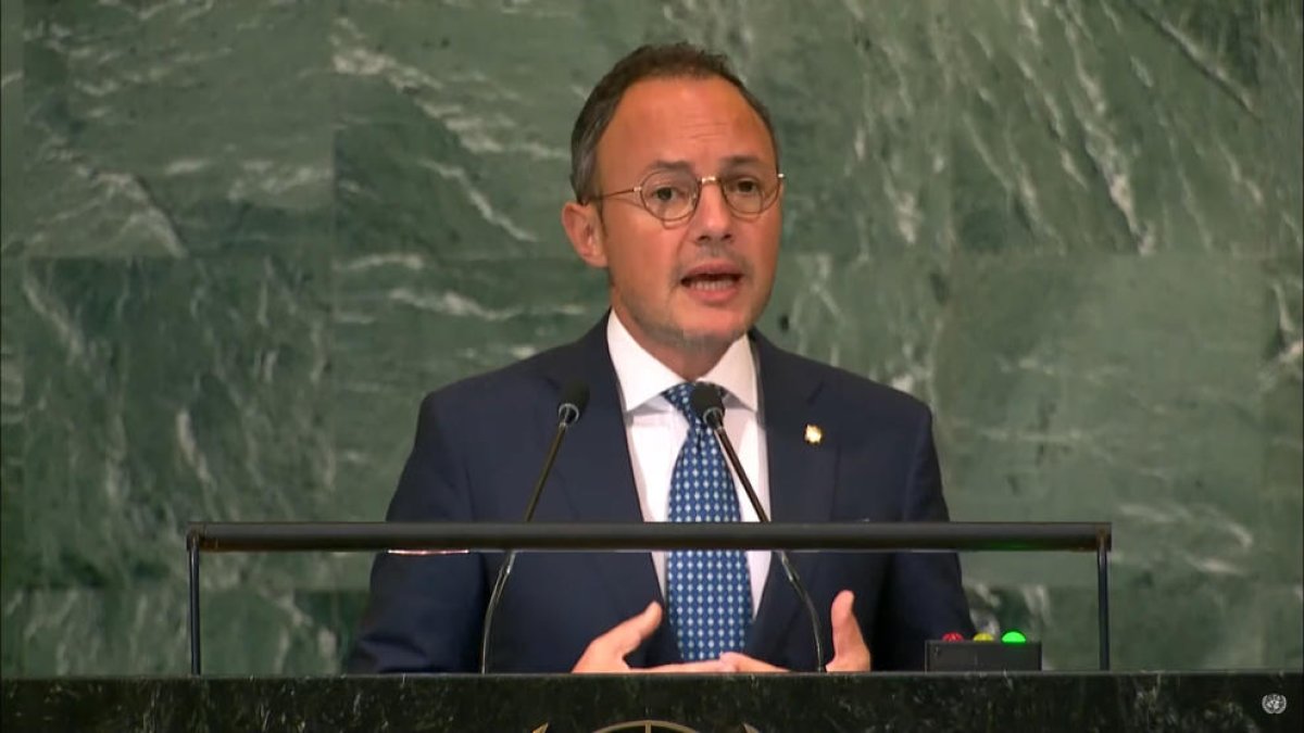 El cap de Govern, Xavier Espot, durant el seu discurs a l'ONU