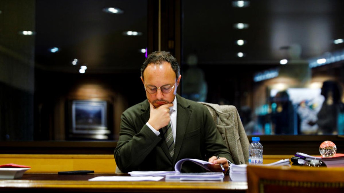 El cap de Govern, Xavier Espot, minuts abans de la compareixença.