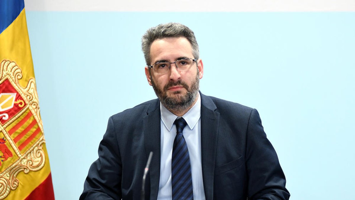 El ministre de Finances i portaveu, Eric Jover, en la roda de premsa d'ahir.