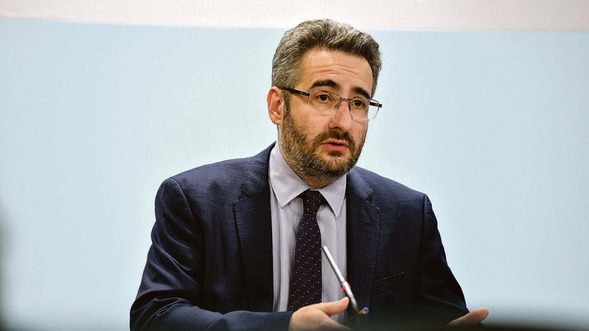 El ministre de Finances, Eric Jover, en una compareixença de premsa anterior.