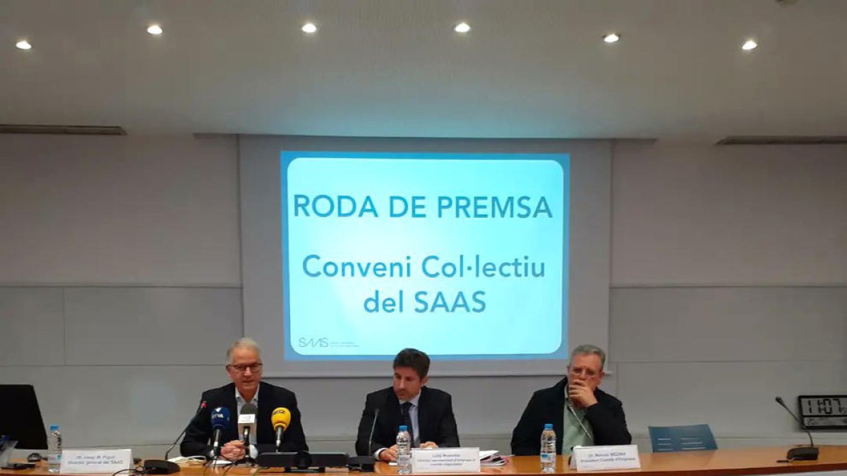 La roda de premsa de presentació del conveni col·lectiu.