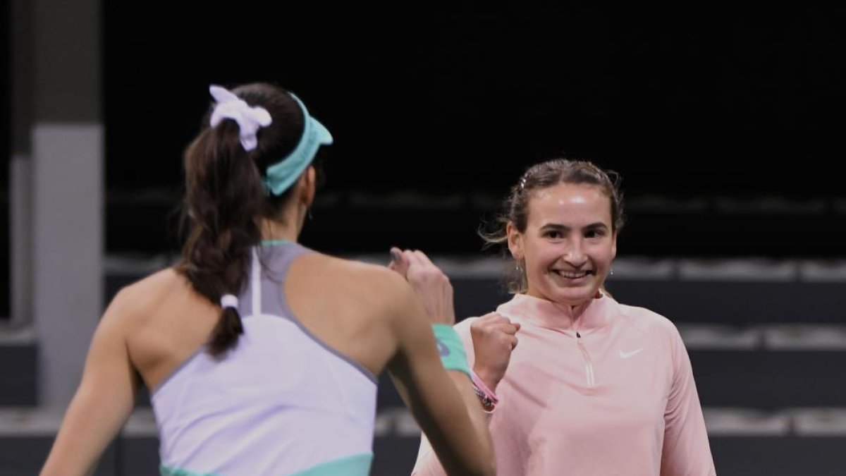 Vicky Jiménez i Georgina García en el partit d'avui