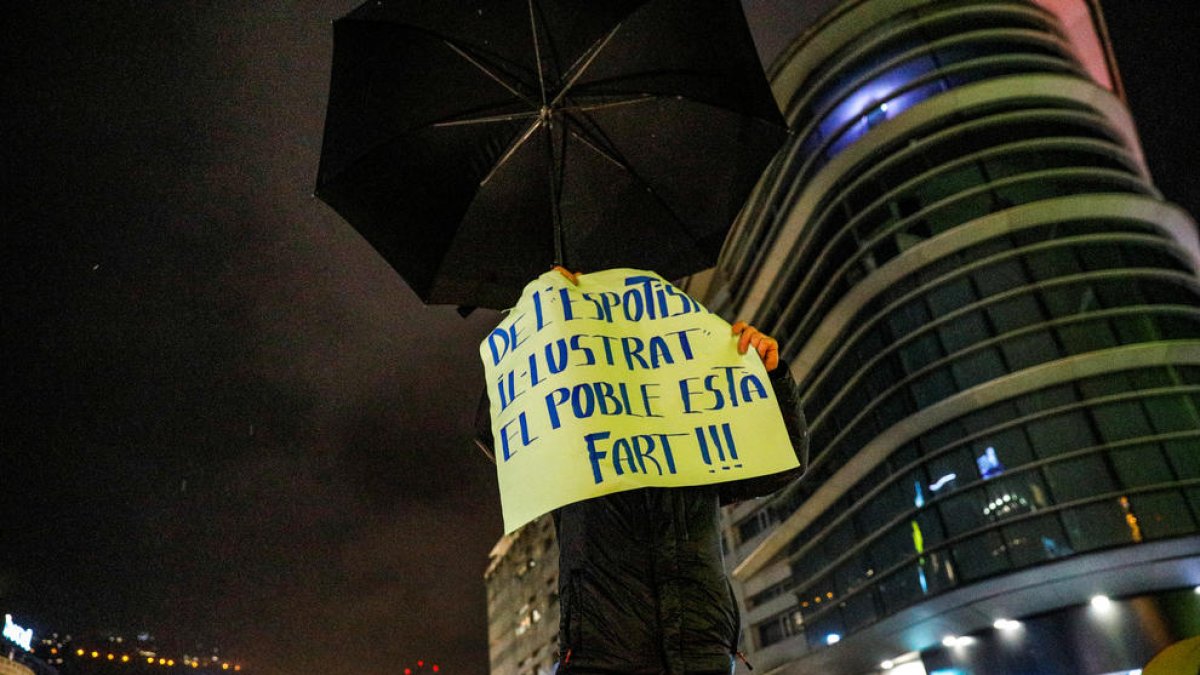Un manifestant durant la marxa de dijous passat.