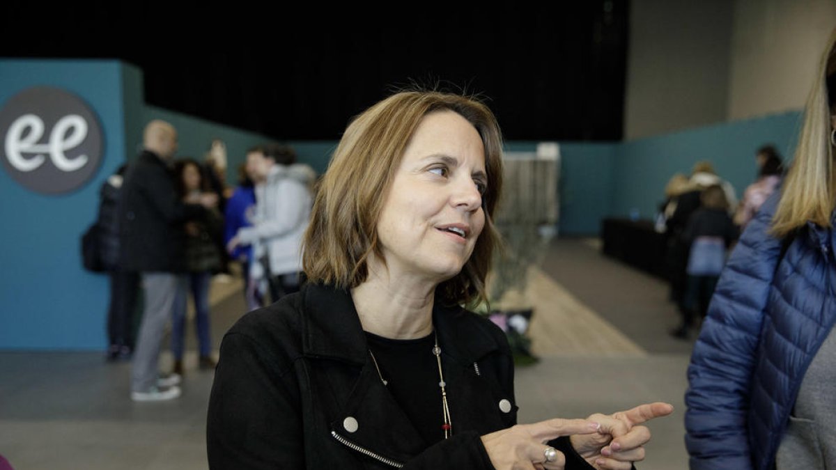 Rosa Gili, cap de llista Consens, al col·legi electoral d'Escaldes