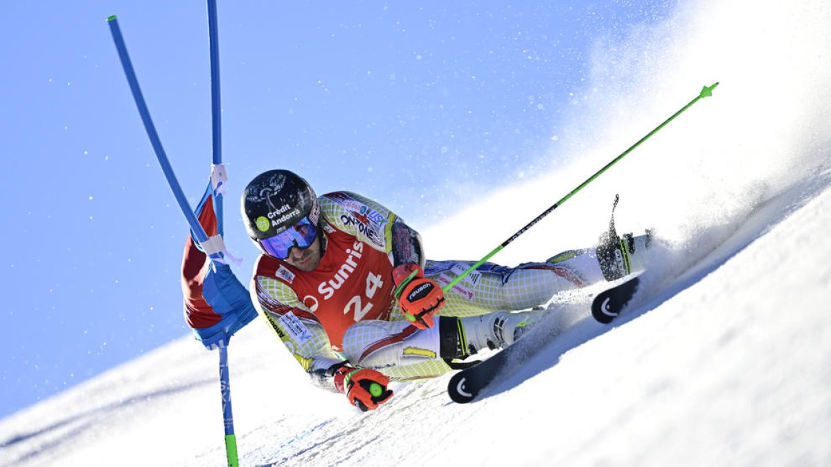 Joan Verdú, durant la Copa del Món d'Adelboden.