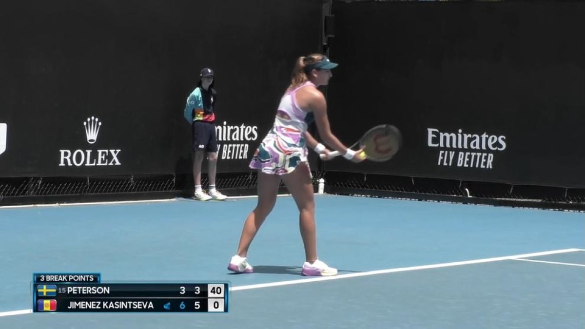 Vicky Jiménez en la primera ronda de la prèvia de l'Open d'Austràlia