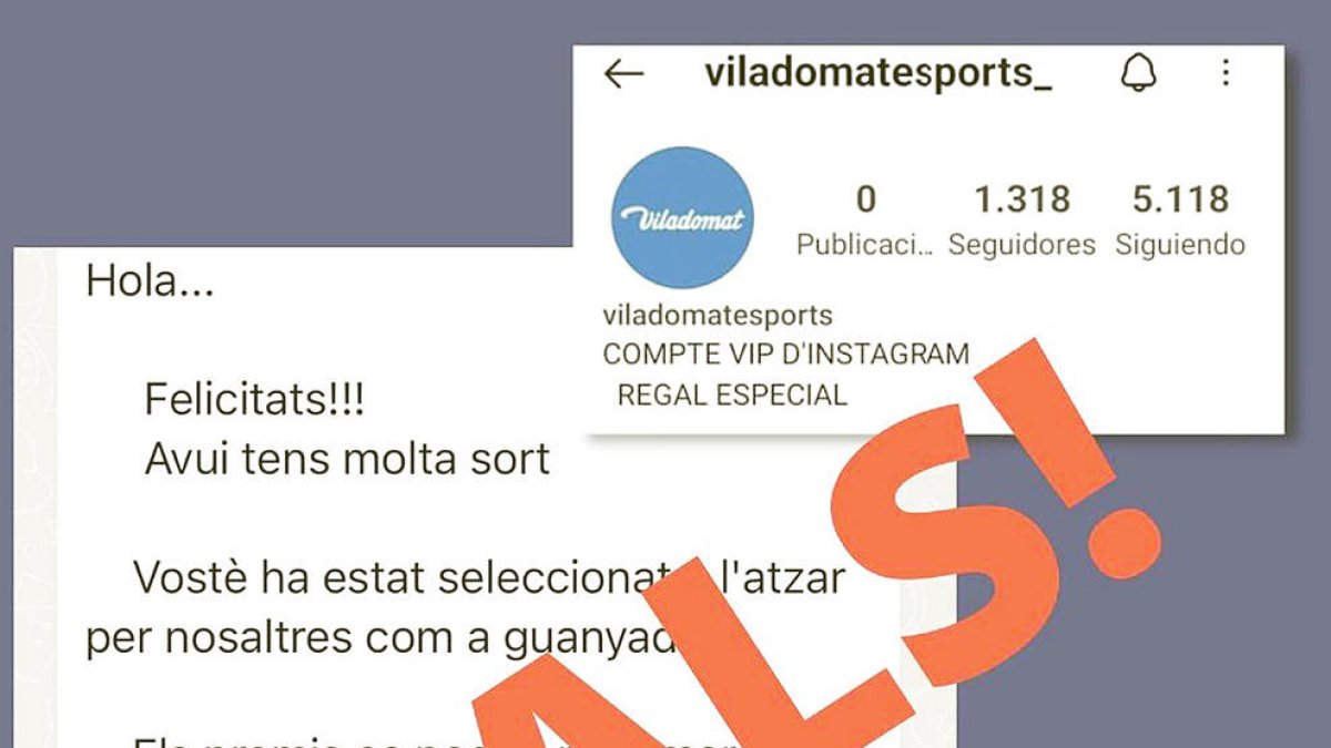 Compte fals de la botiga d'esports Viladomat.