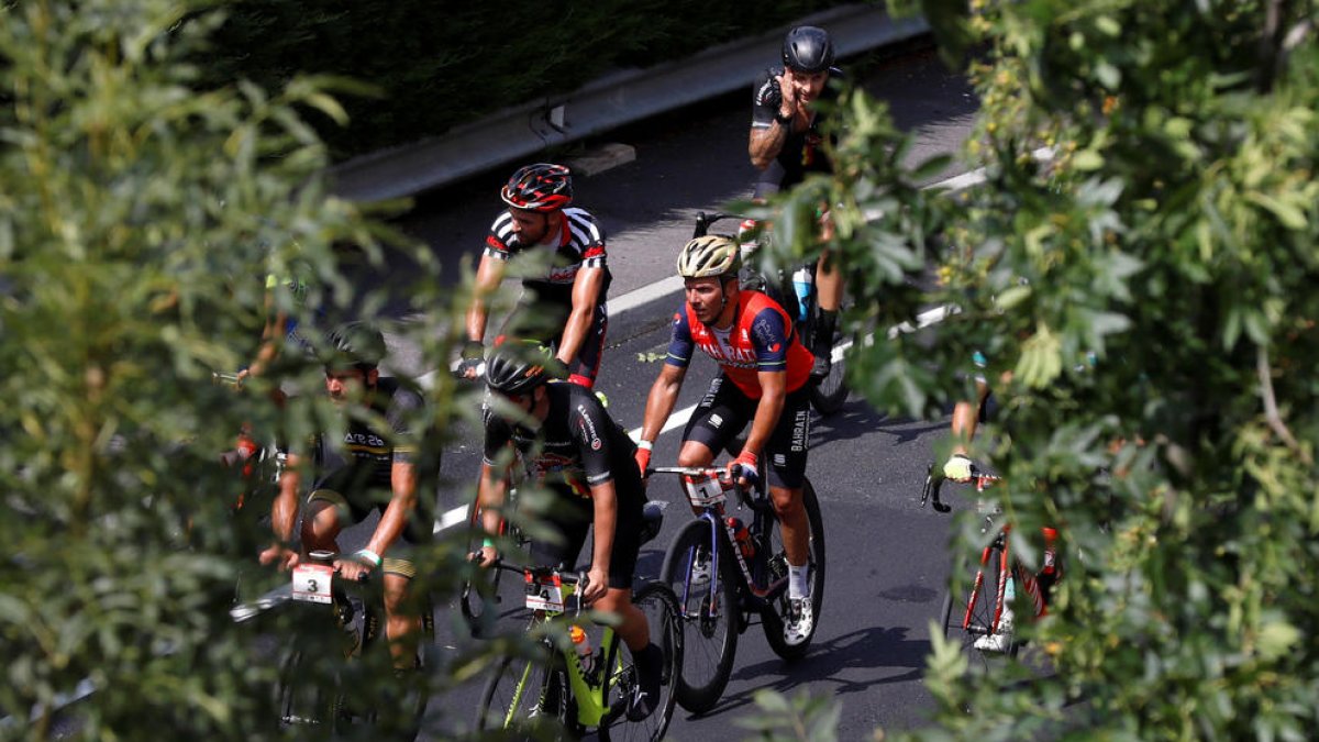 Joaquim 'Purito' Rodríguez, durant l'ascensió d'un port en una edició passada de la marxa cicloturista.