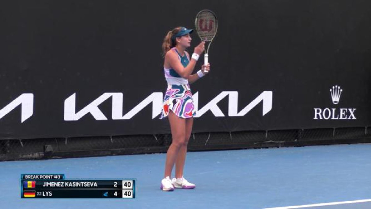 Vicky Jiménez, en un moment del partit davant l'alemanya Eva Lys.