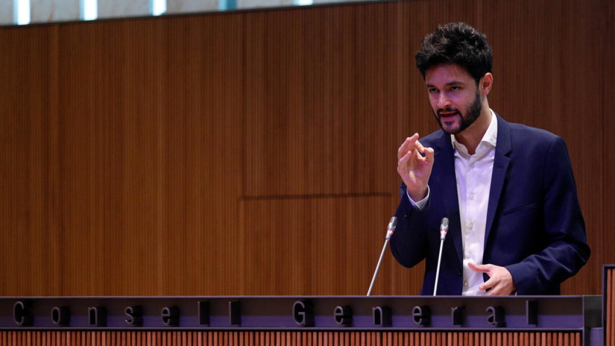 Un moment del parlament de Cerni Escalé al Consell General.