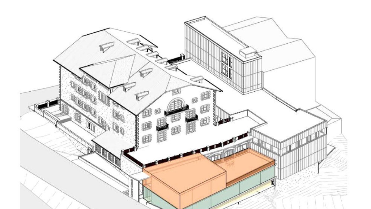 Plànol de l'hotel Rosaleda amb els espais que s'ampliaran.