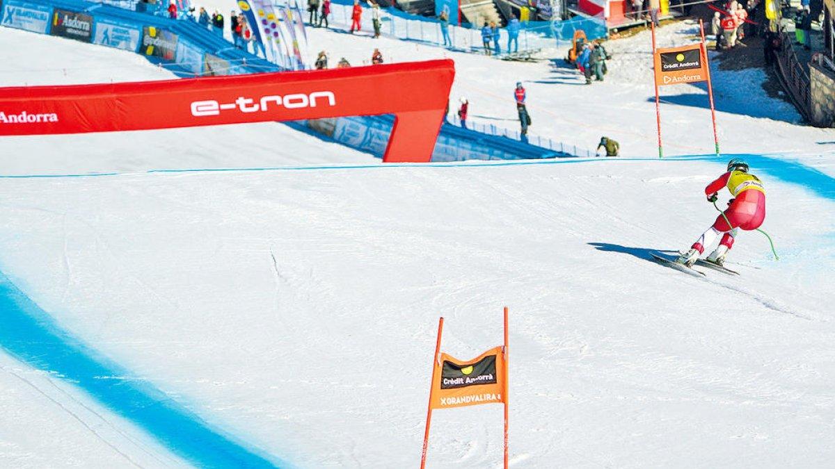 Vincent Kriechmayr durant el descens d'ahir a la pista de l'Àliga del Tarter.