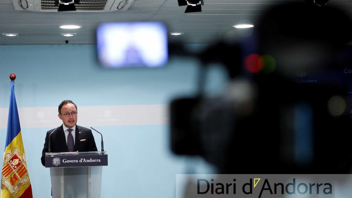 Xavier Espot en la compareixença per anunciar el nou Govern