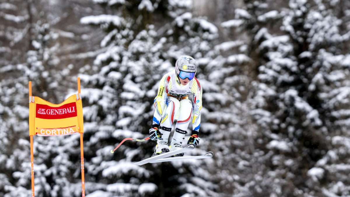 Cande Moreno, en un dels entrenaments a Cortina d'Ampezzo.