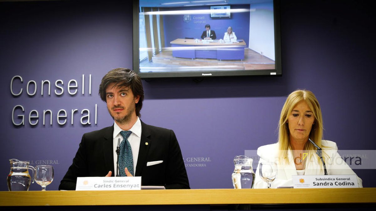 El síndic general, Carles Ensenyat, i la subsíndica general, Sandra Codina