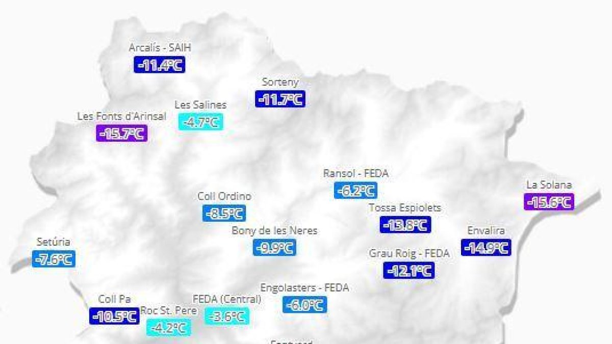 Temperatures negatives a tot el país registrades aquest matí