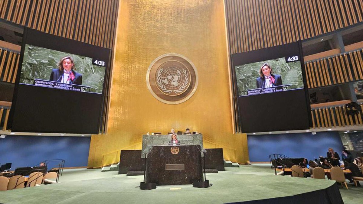 Sílvia Ferrer a la conferència de l'ONU.