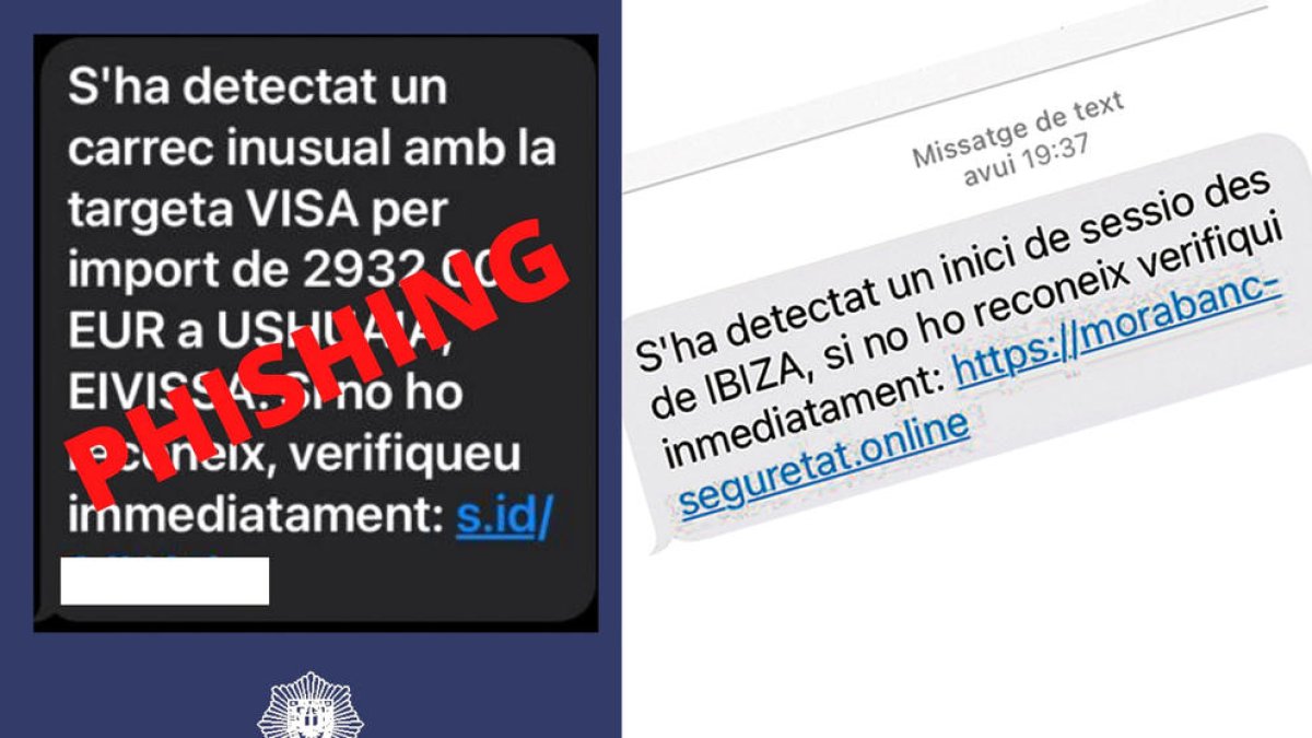 Dos SMS d'intents d'estafa.
