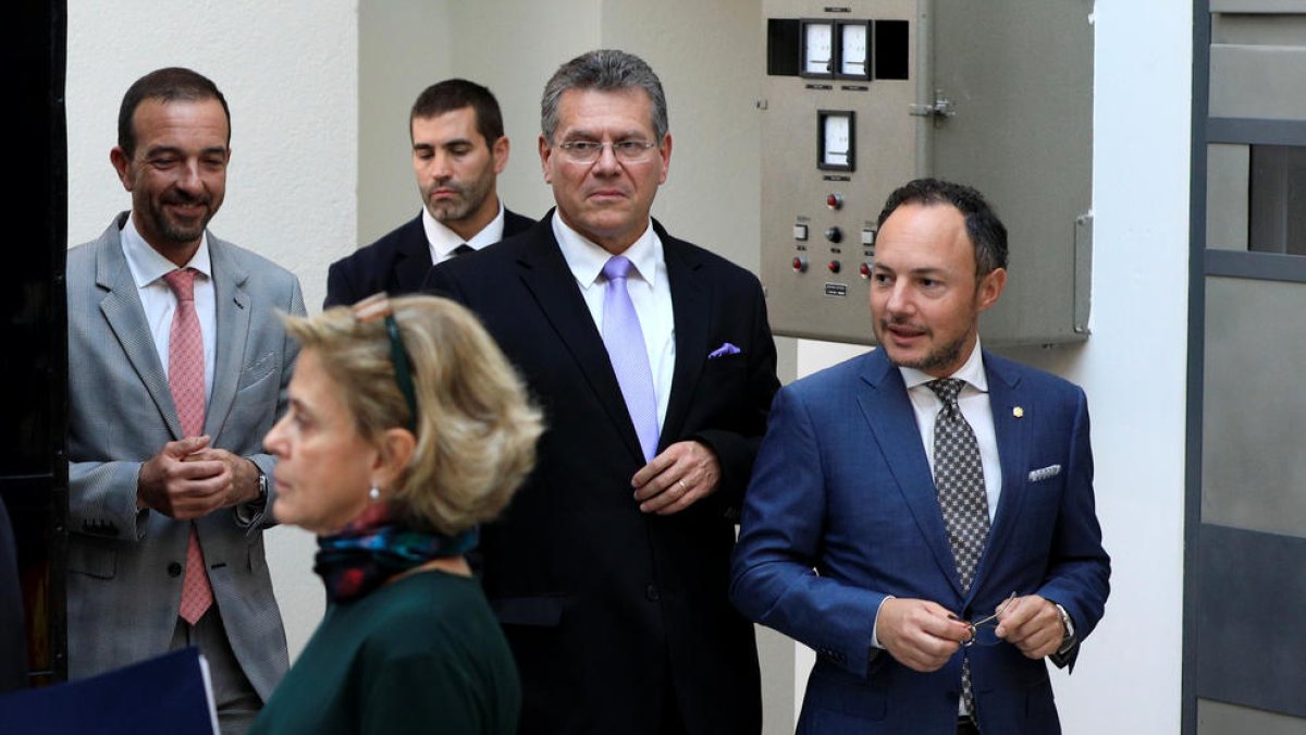 Espot i Maros Sefcovic durant la visita recent d'aquest últim a Andorra.