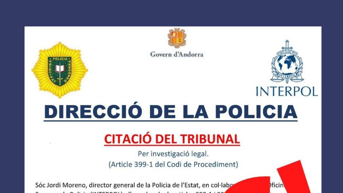 El missatge que arriba als correus electrònics