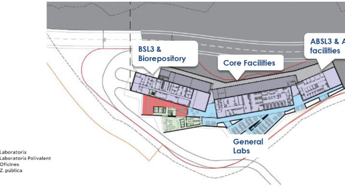 Plànol de Grifols de la distribució de la planta baixa del centre de recerca que l'empresa multinacional instal·larà a la parròquia d'Ordino.