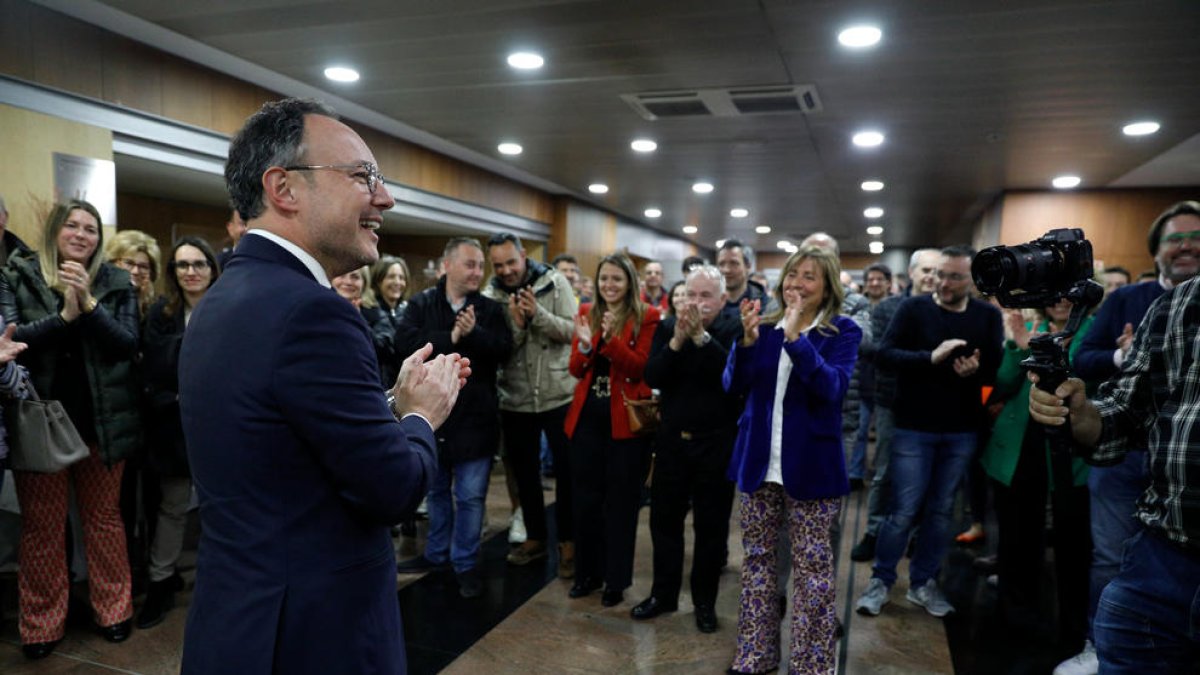 Xavier Espot va ser rebut efusivament al Centre de Congressos de la capital.