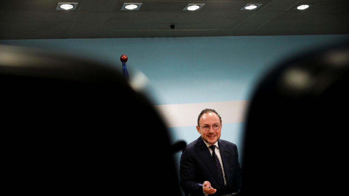 El cap de Govern, Xavier Espot, durant la roda de premsa d'ahir.