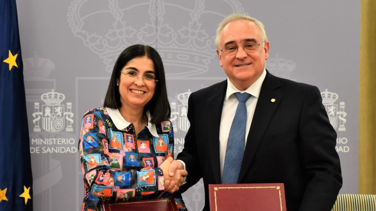 El ministre Albert Font i la seva homòloga espanyola, Carolina Darias