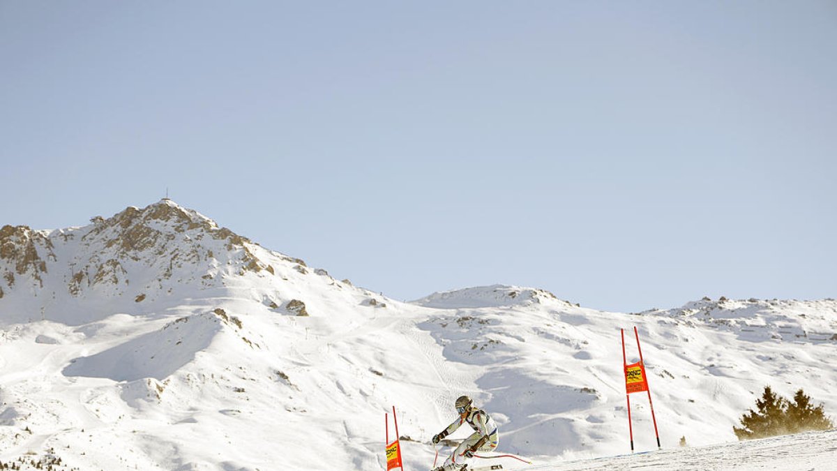 Cande Moreno, a l'entrenament de descens.