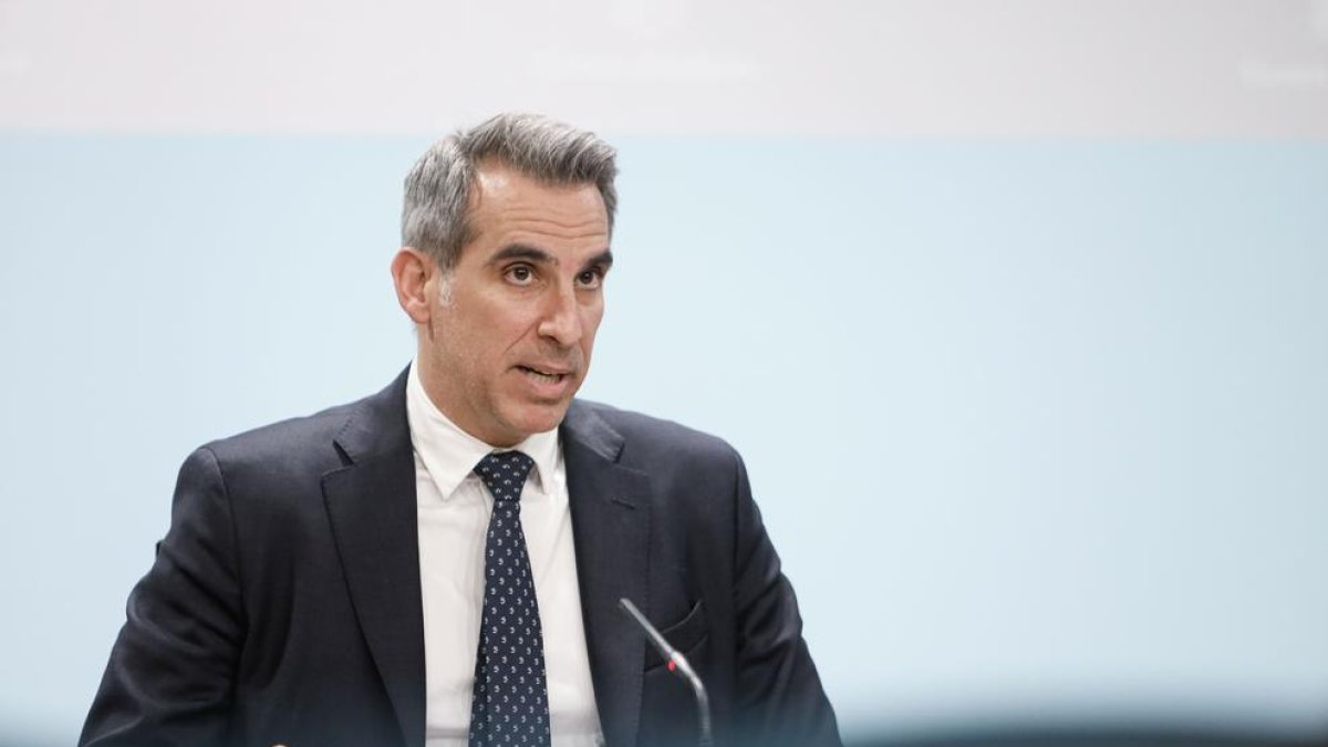 Cesar Marquina en la roda de premsa de consell de ministres d'avui