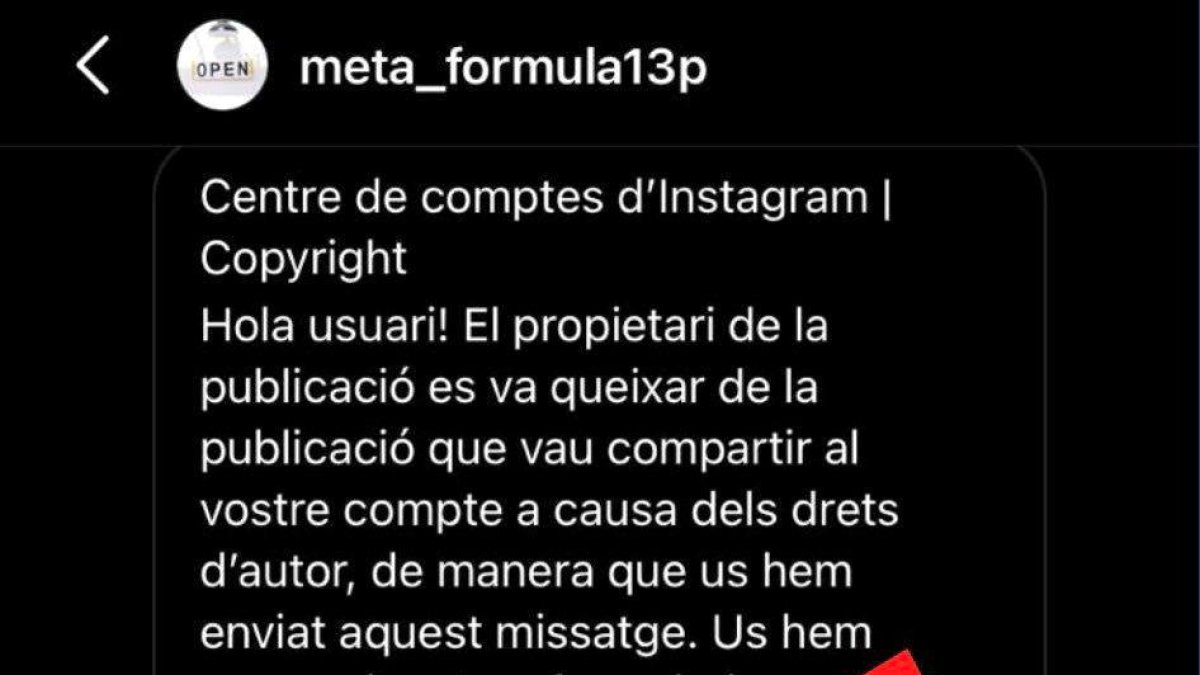 El missatge dels estafadors.