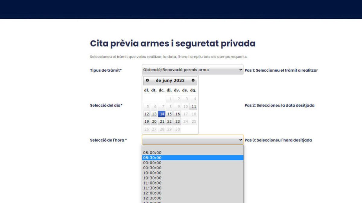 El portal on a partir de demà es podrà agafar cita prèvia