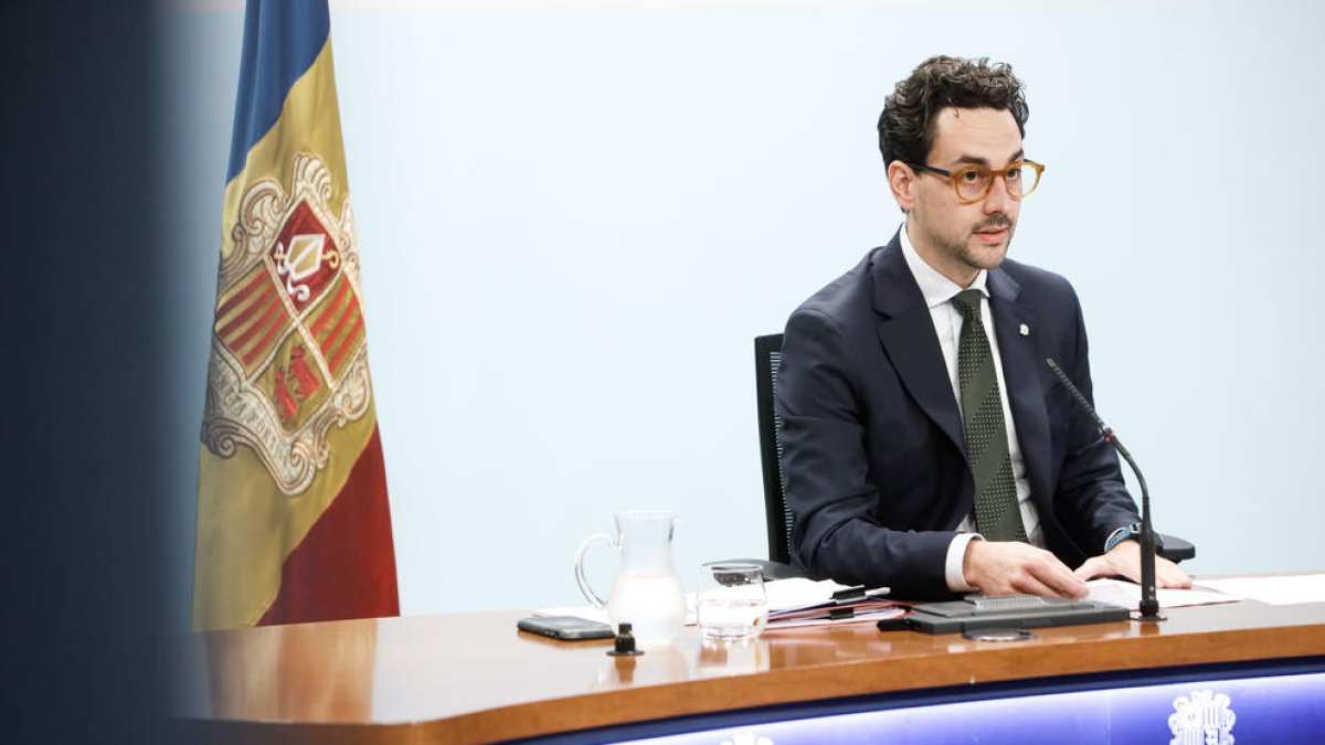 El ministre Portaveu, Guillem Casal, avui en roda de premsa