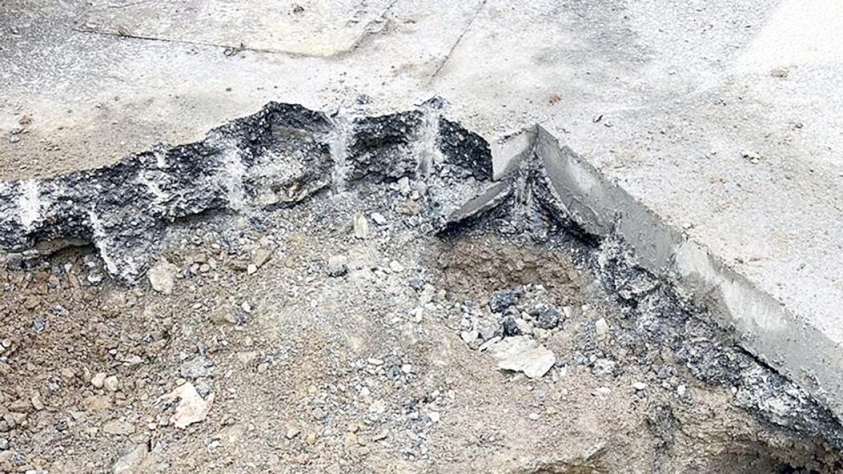 El punt de la canonada on hi va haver la fuita, just abans de ser reparada.