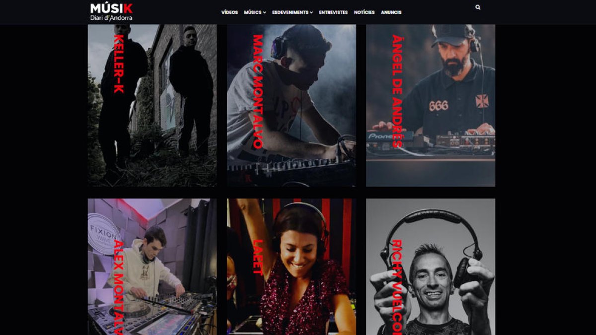 Una captura de la pàgina web Músik.