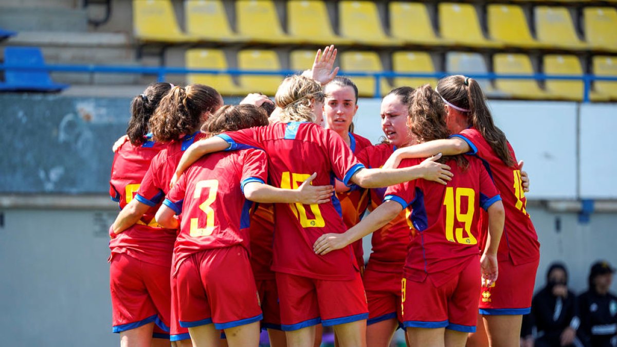 Les tricolors celebren un dels gols.