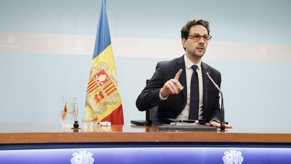 El ministre Portaveu, Guillem Casal, en la roda de premsa posterior al consell de ministres
