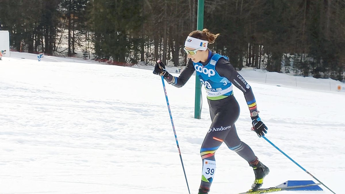Carola Vila durant l'esquiatló disputat ahir.