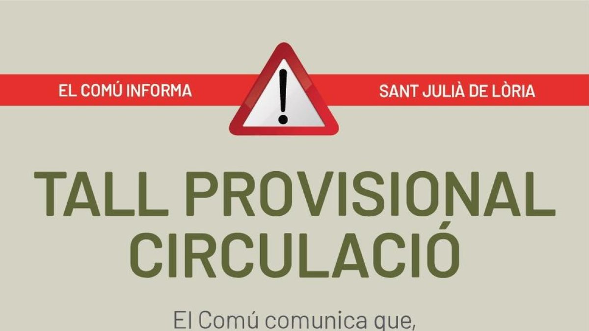 Tall provisional de la carretera de la Fontaneda