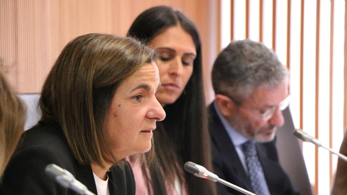 La ministra d'Afers Socials i Funció Pública, Trini Marín, ahir en la compareixença