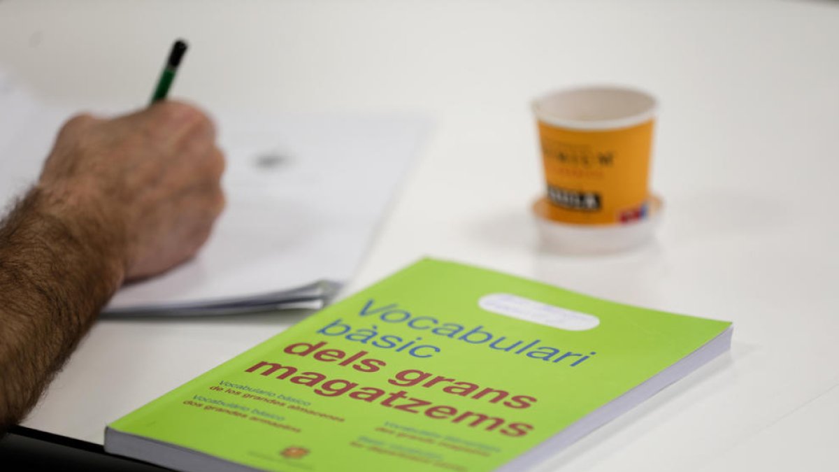 Un alumne en una classe de català.