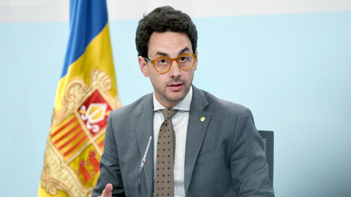 El ministre Portaveu, Guillem Casal, en la roda de premsa posterior al consell de ministres