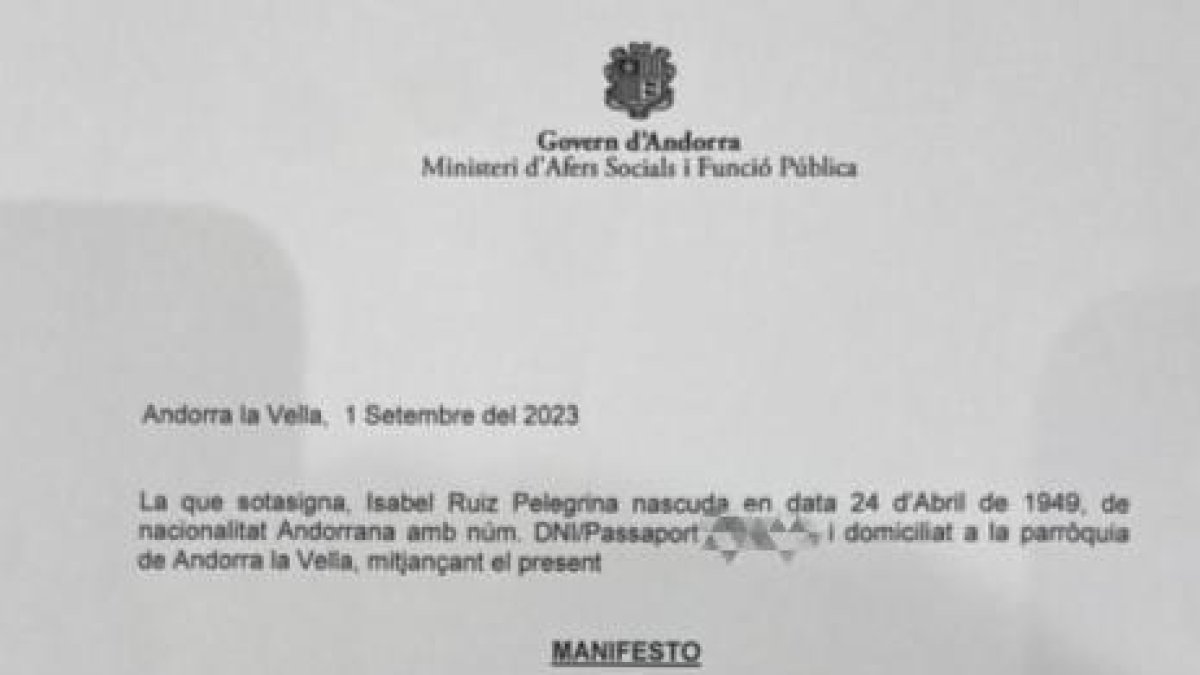 El document que van signar els padrins