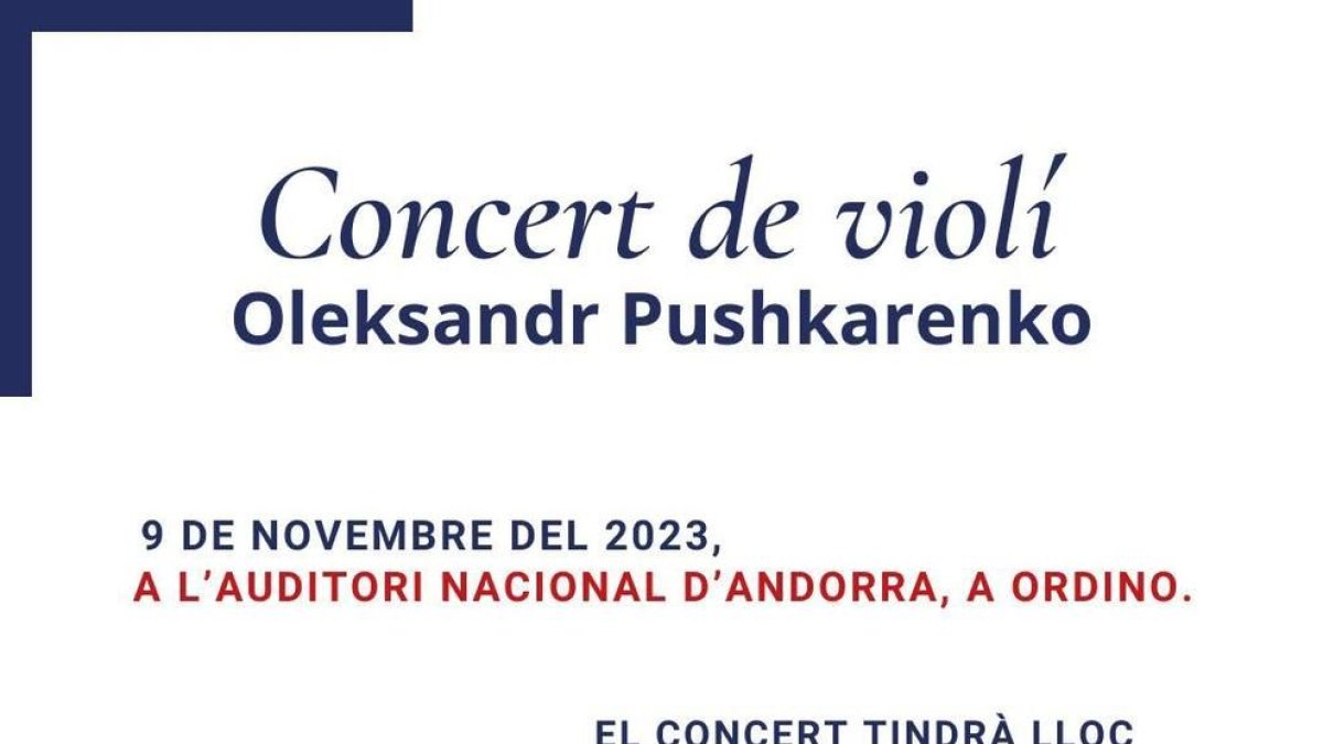 Cartell del concert d'Oleksandr Pushkarenko a Ordino